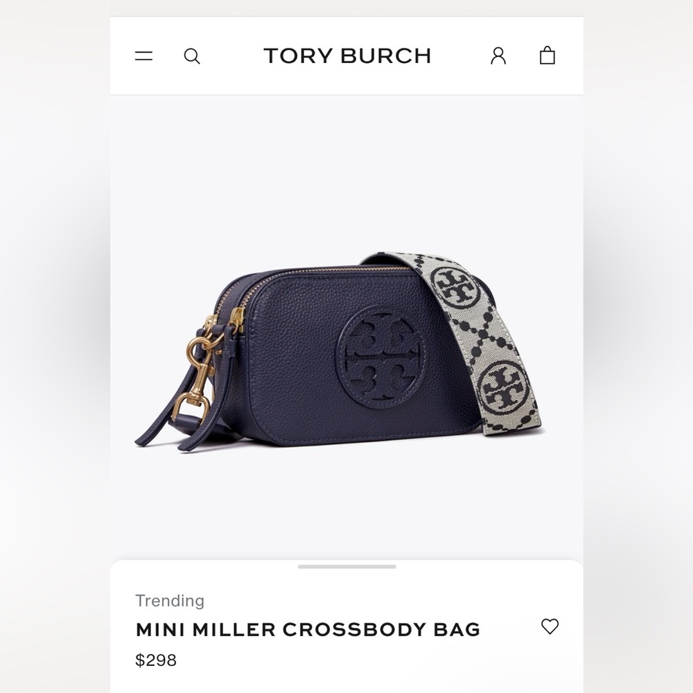 NWT Tory Burch bag
Mini Miller Crossbody Bag -navy blue
Never used